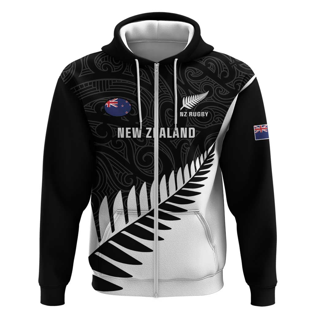 New Zealand Silver Fern Rugby Hoodie All Black Go Champions Maori Pattern LT14