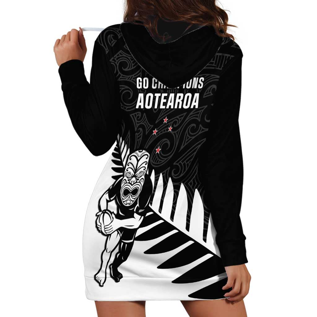 New Zealand Silver Fern Rugby Hoodie Dress All Black Go Champions Maori Pattern LT14