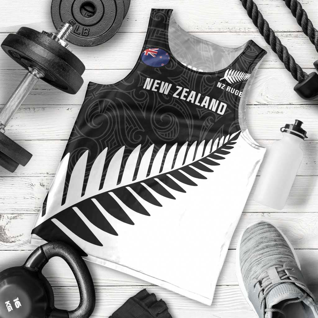 New Zealand Silver Fern Rugby Men Tank Top All Black Go Champions Maori Pattern LT14