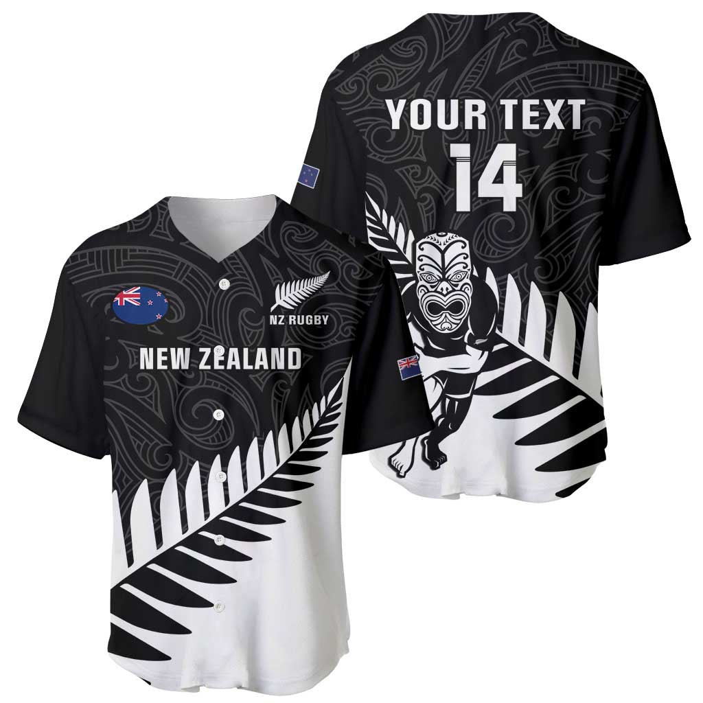Personalised New Zealand Silver Fern Rugby Baseball Jersey All Black Go Champions Maori Pattern LT14