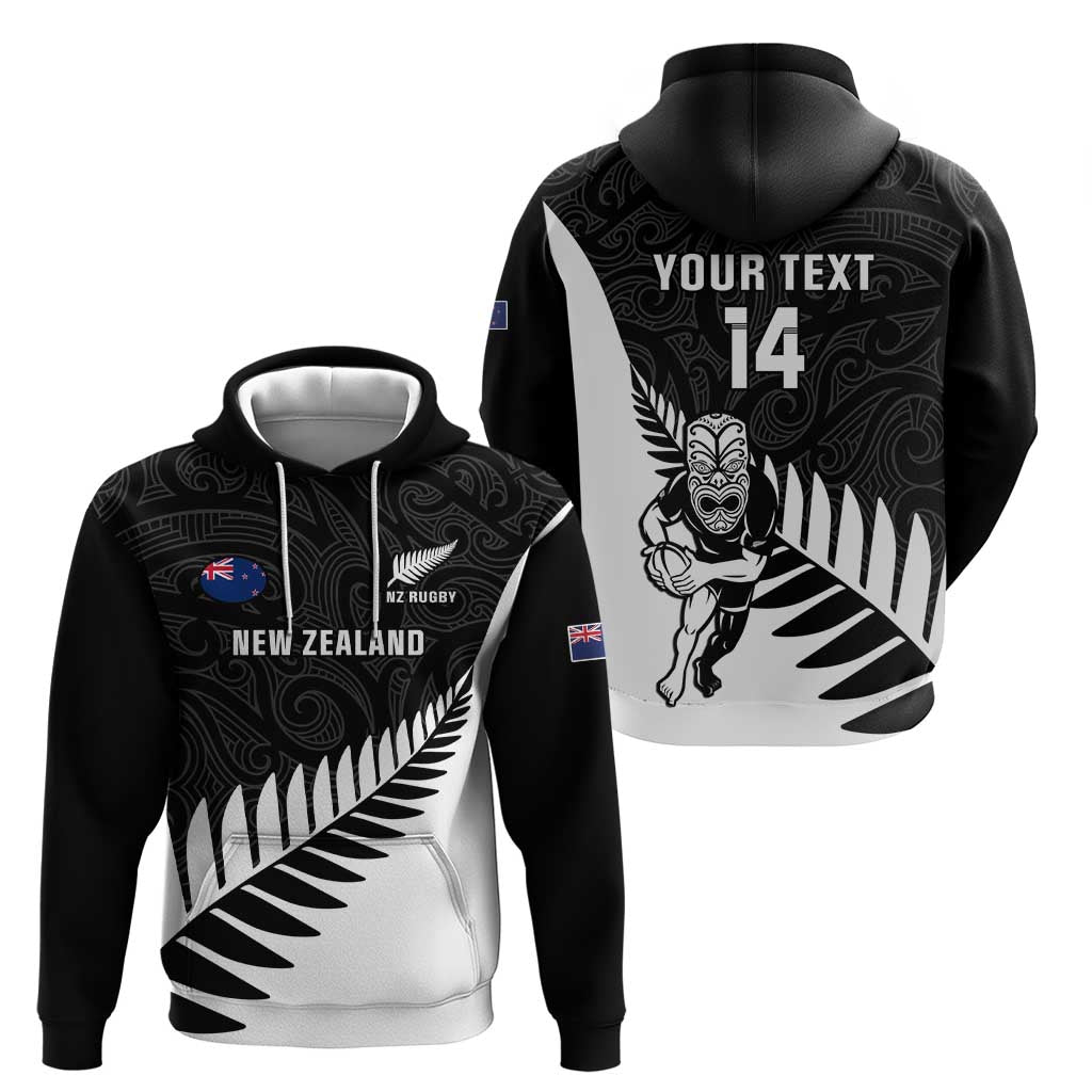 Personalised New Zealand Silver Fern Rugby Hoodie All Black Go Champions Maori Pattern LT14