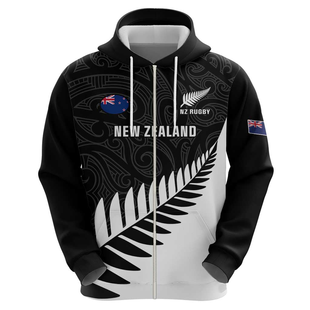 Personalised New Zealand Silver Fern Rugby Hoodie All Black Go Champions Maori Pattern LT14