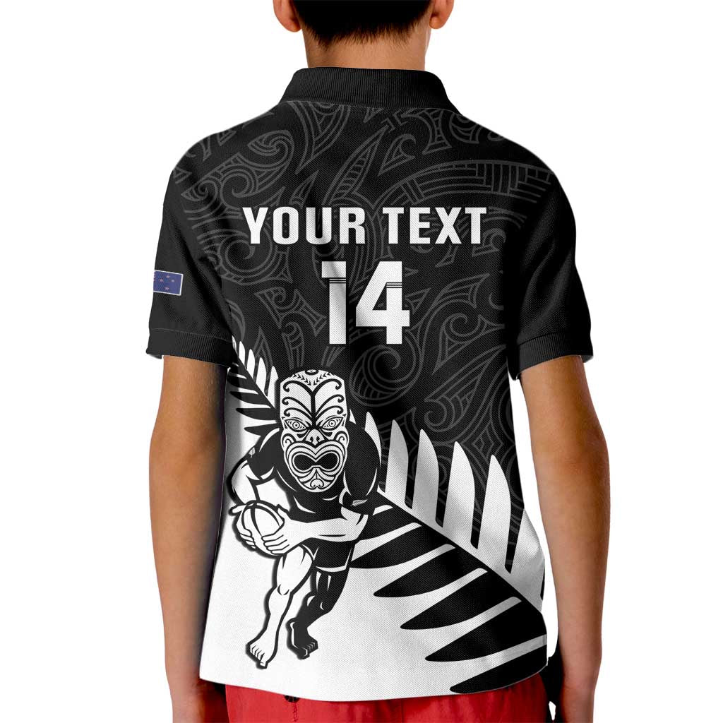 Personalised New Zealand Silver Fern Rugby Kid Polo Shirt All Black Go Champions Maori Pattern LT14