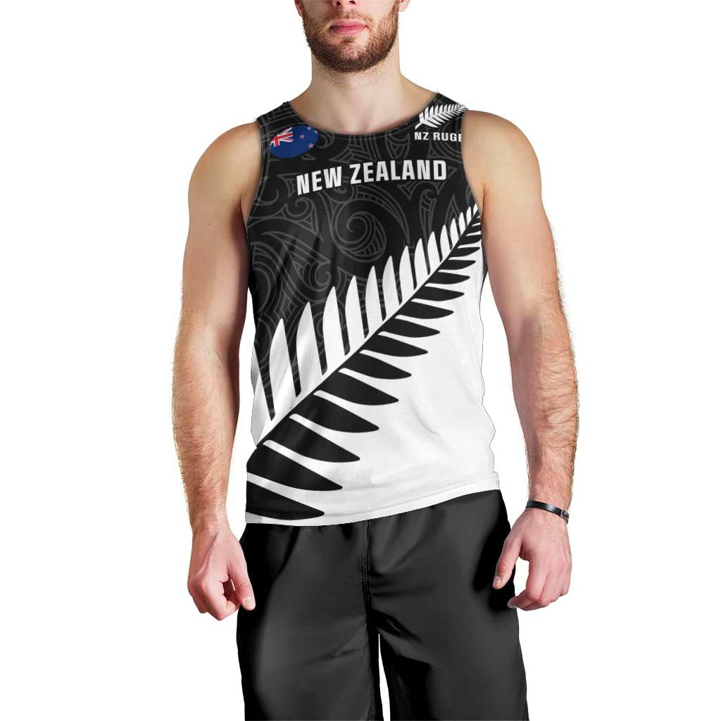 Personalised New Zealand Silver Fern Rugby Men Tank Top All Black Go Champions Maori Pattern LT14