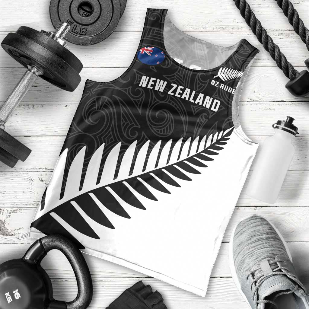 Personalised New Zealand Silver Fern Rugby Men Tank Top All Black Go Champions Maori Pattern LT14