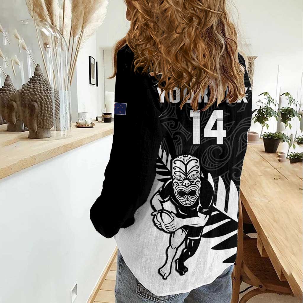 Personalised New Zealand Silver Fern Rugby Women Casual Shirt All Black Go Champions Maori Pattern LT14