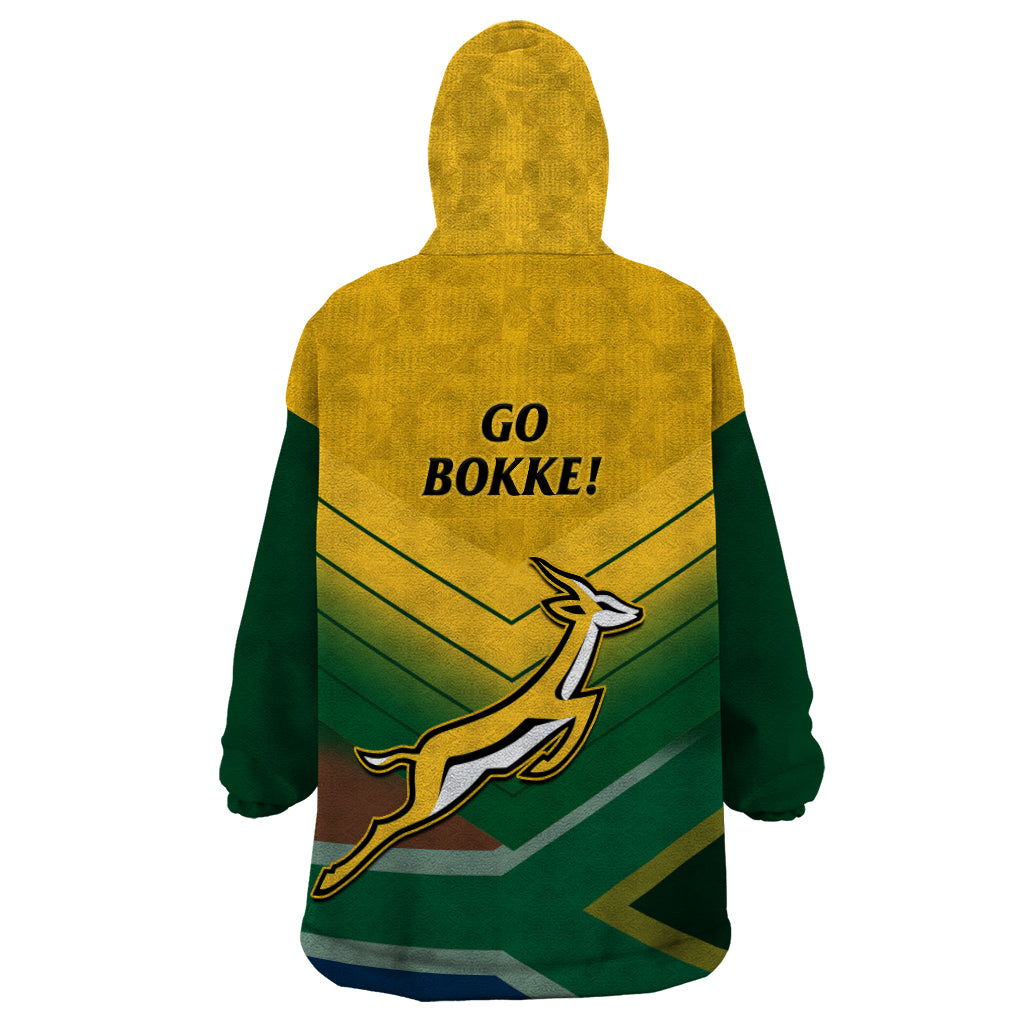 South Africa Rugby Wearable Blanket Hoodie Springboks 2023 Go Champions African Pattern - Vibe Hoodie Shop