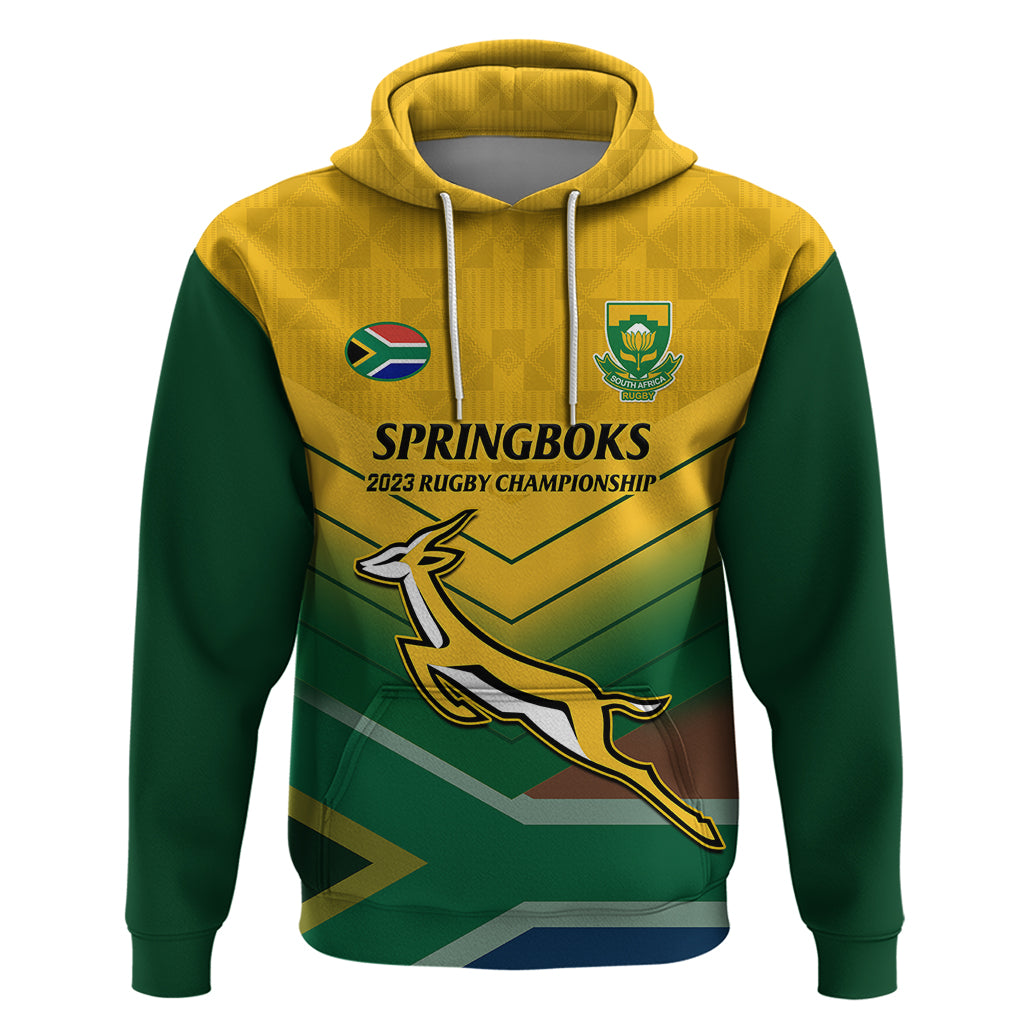 Personalised South Africa Rugby Hoodie Springboks 2023 Go Champions African Pattern - Vibe Hoodie Shop