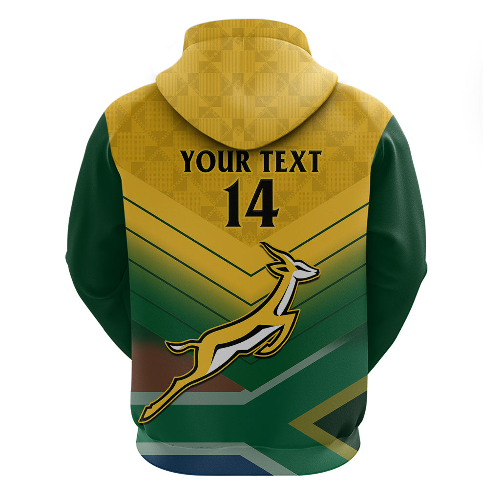 Personalised South Africa Rugby Hoodie Springboks 2023 Go Champions African Pattern - Vibe Hoodie Shop