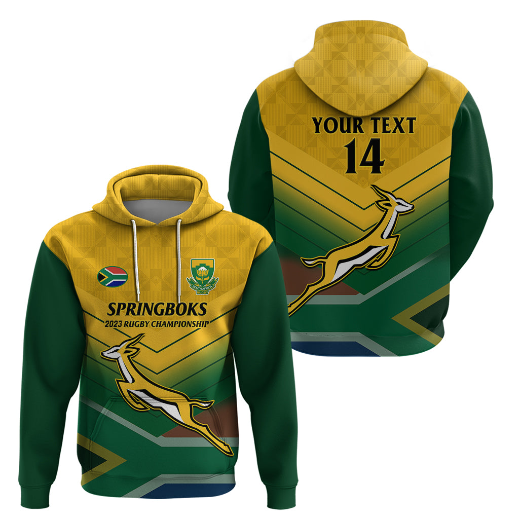 Personalised South Africa Rugby Hoodie Springboks 2023 Go Champions African Pattern - Vibe Hoodie Shop