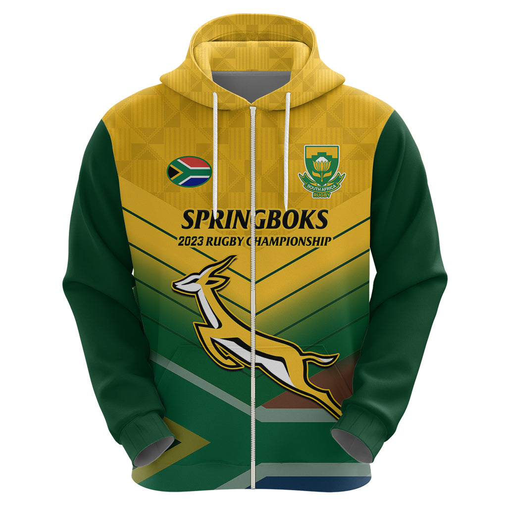 Personalised South Africa Rugby Hoodie Springboks 2023 Go Champions African Pattern - Vibe Hoodie Shop
