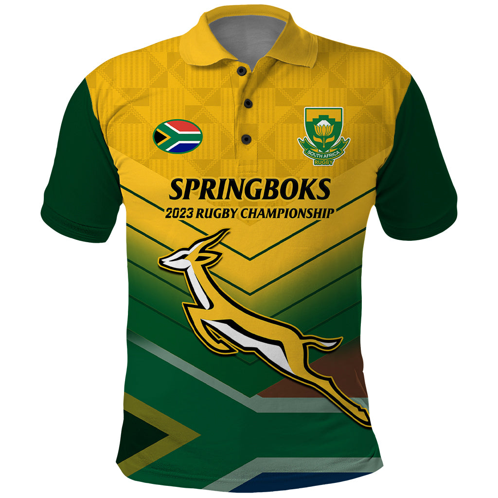 Personalised South Africa Rugby Polo Shirt Springboks 2023 Go Champions African Pattern - Vibe Hoodie Shop