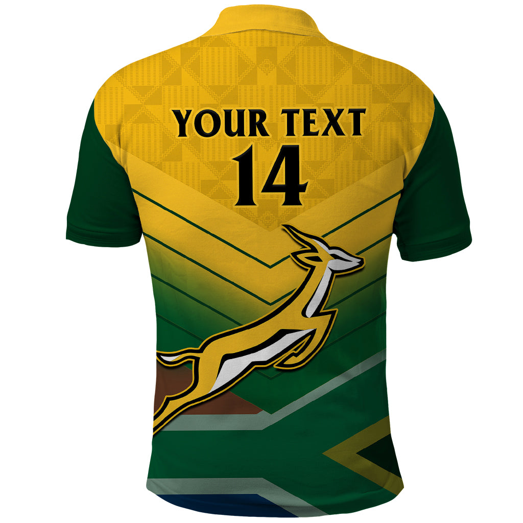 Personalised South Africa Rugby Polo Shirt Springboks 2023 Go Champions African Pattern - Vibe Hoodie Shop