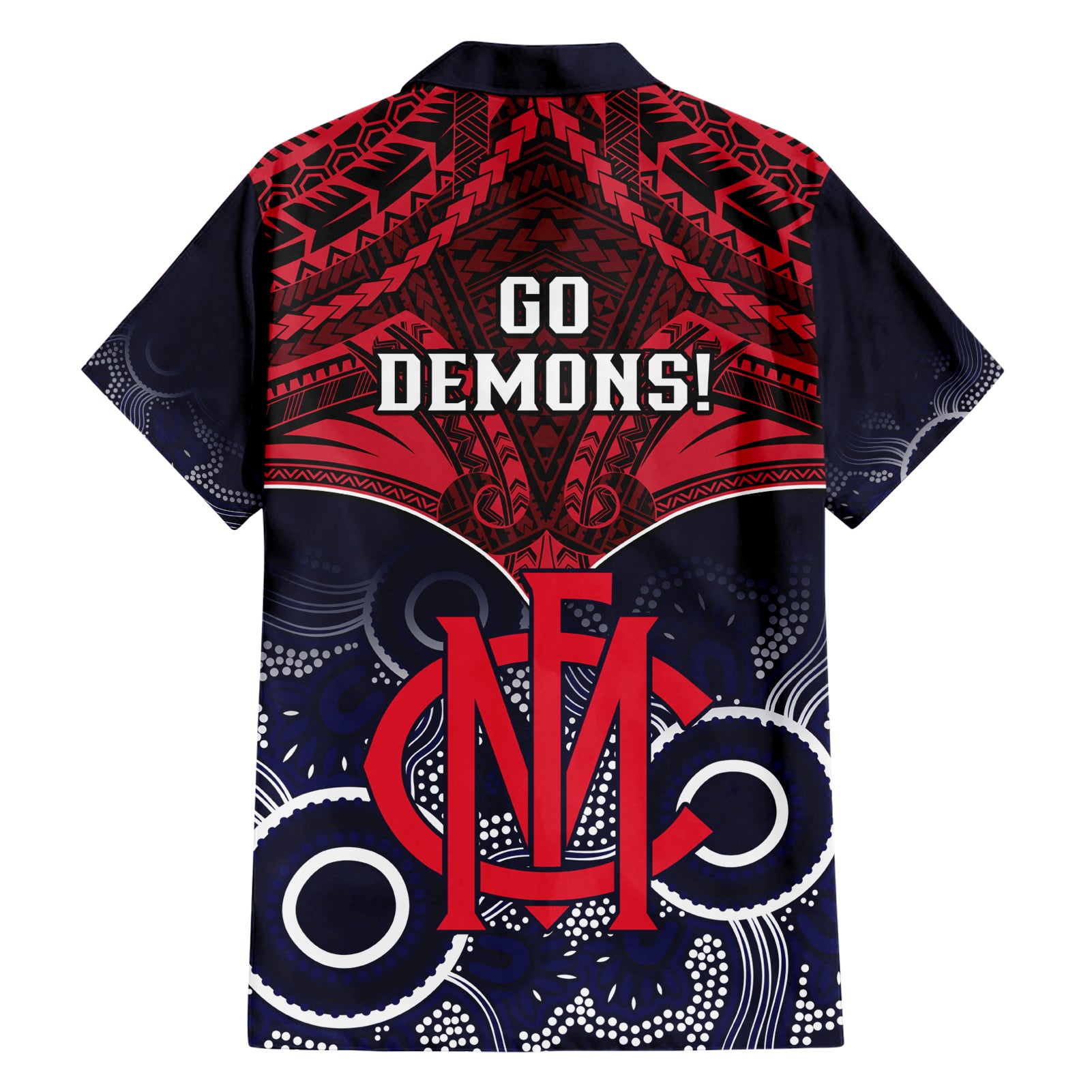 Melbourne Football Hawaiian Shirt Go Demons Aboriginal Mix Polynesian Pattern - Vibe Hoodie Shop