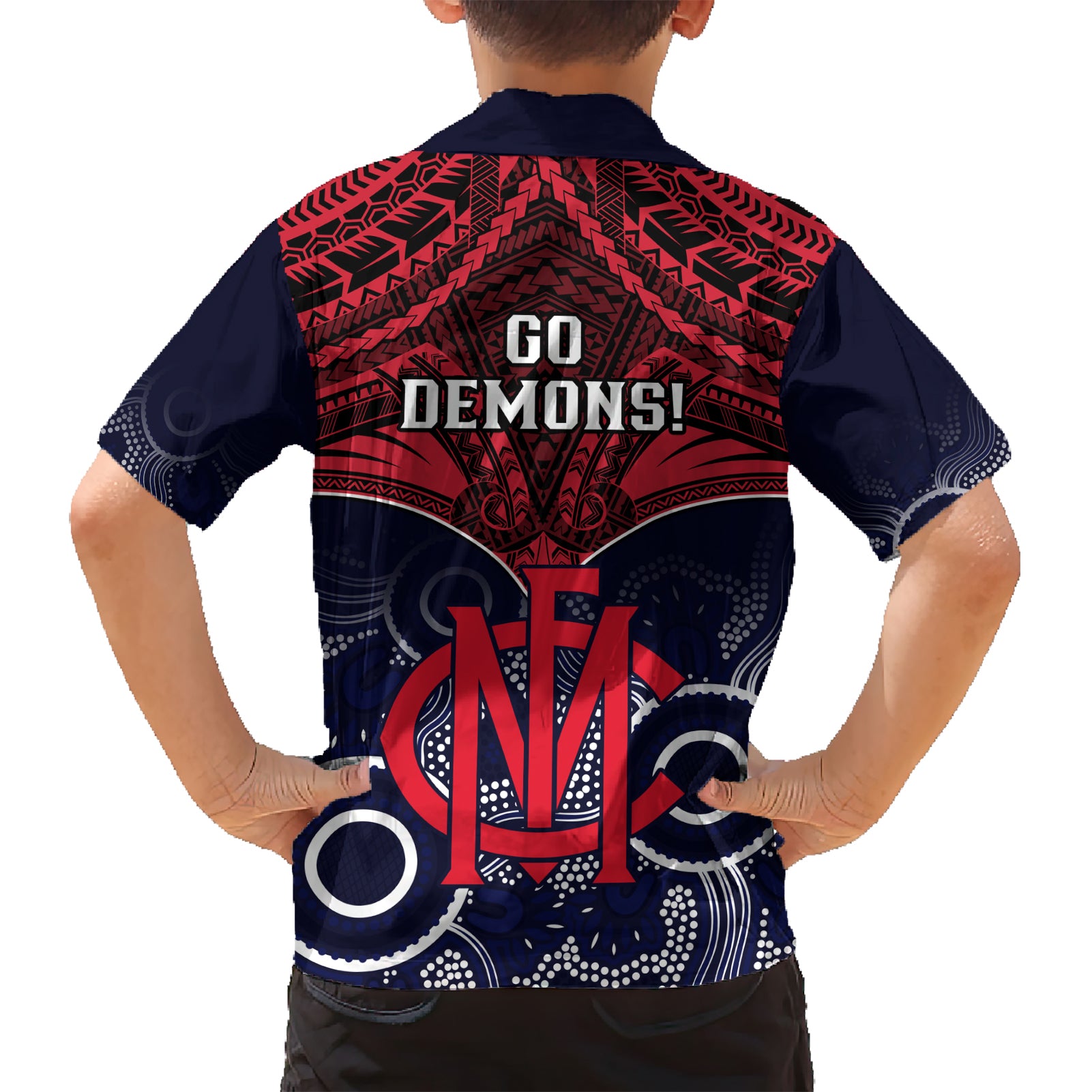 Melbourne Football Hawaiian Shirt Go Demons Aboriginal Mix Polynesian Pattern - Vibe Hoodie Shop