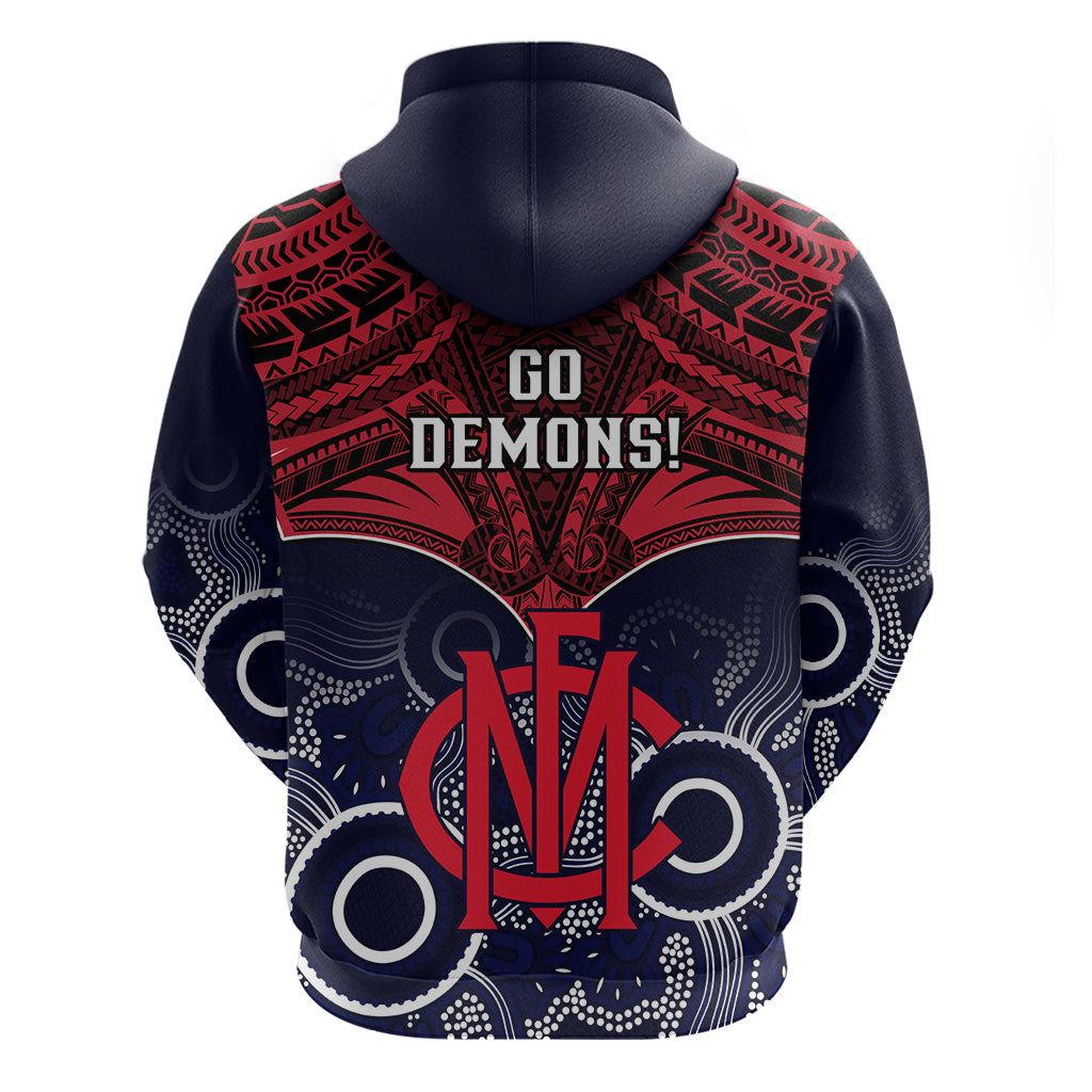 Melbourne Football Hoodie Go Demons Aboriginal Mix Polynesian Pattern - Vibe Hoodie Shop