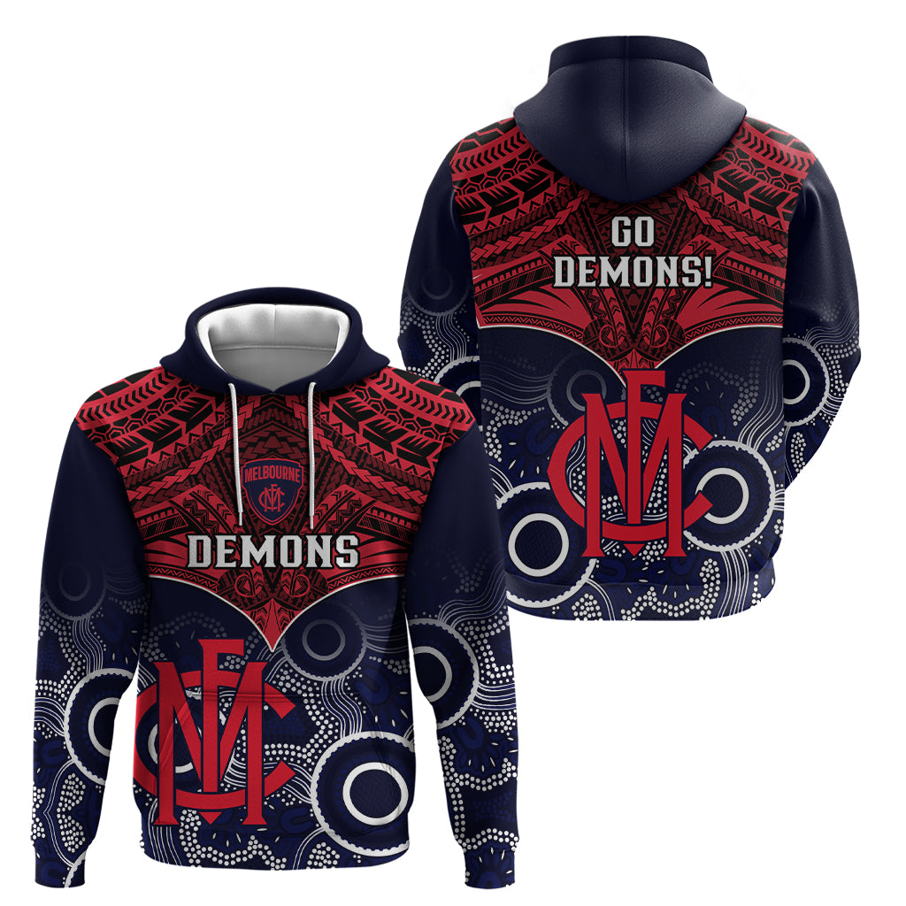 Melbourne Football Hoodie Go Demons Aboriginal Mix Polynesian Pattern - Vibe Hoodie Shop