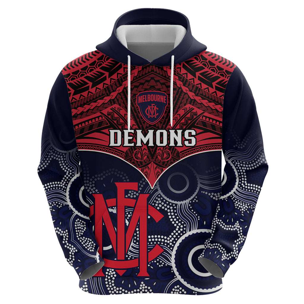 Melbourne Football Hoodie Go Demons Aboriginal Mix Polynesian Pattern - Vibe Hoodie Shop