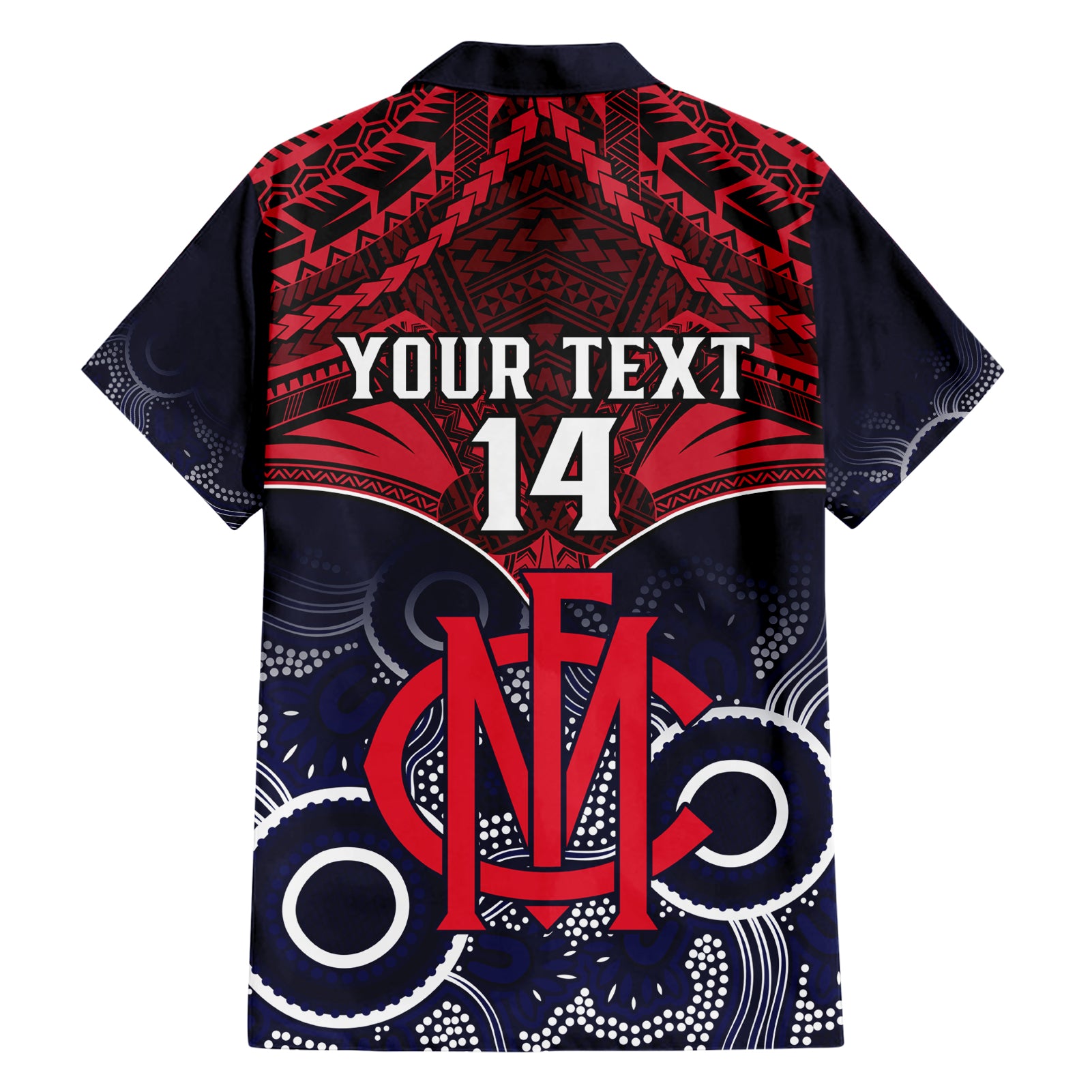 Personalised Melbourne Football Hawaiian Shirt Go Demons Aboriginal Mix Polynesian Pattern - Vibe Hoodie Shop