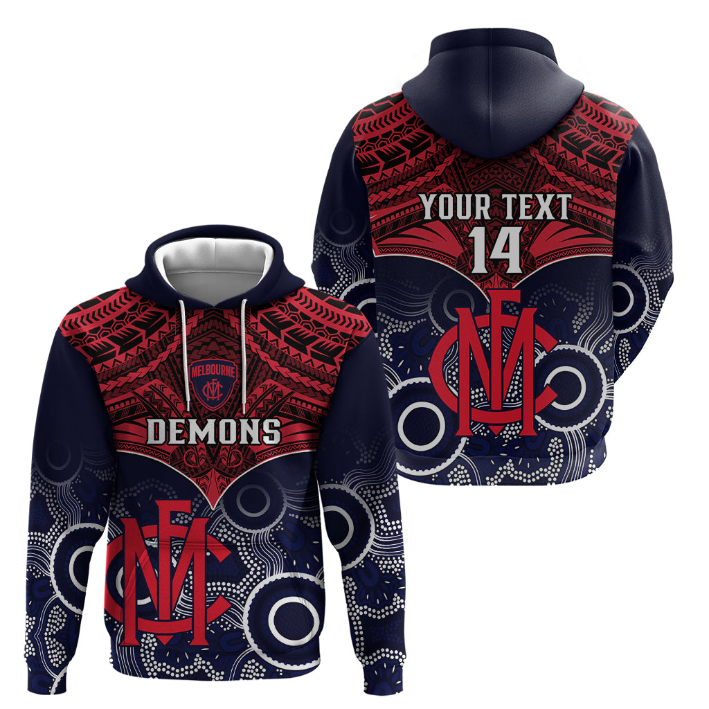 Personalised Melbourne Football Hoodie Go Demons Aboriginal Mix Polynesian Pattern - Vibe Hoodie Shop