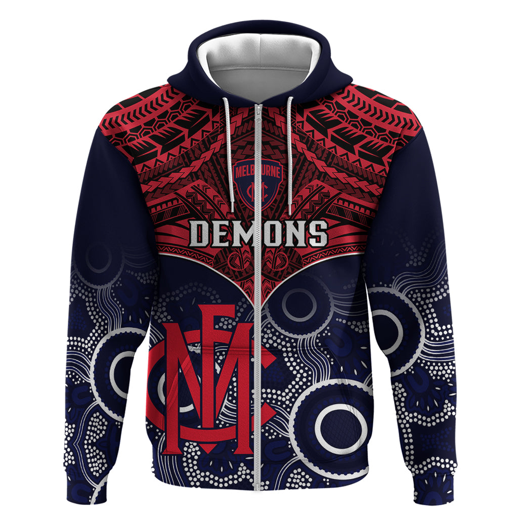 Personalised Melbourne Football Hoodie Go Demons Aboriginal Mix Polynesian Pattern - Vibe Hoodie Shop