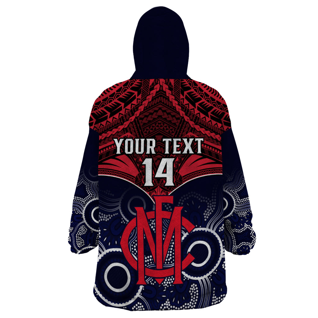 Personalised Melbourne Football Wearable Blanket Hoodie Go Demons Aboriginal Mix Polynesian Pattern - Vibe Hoodie Shop