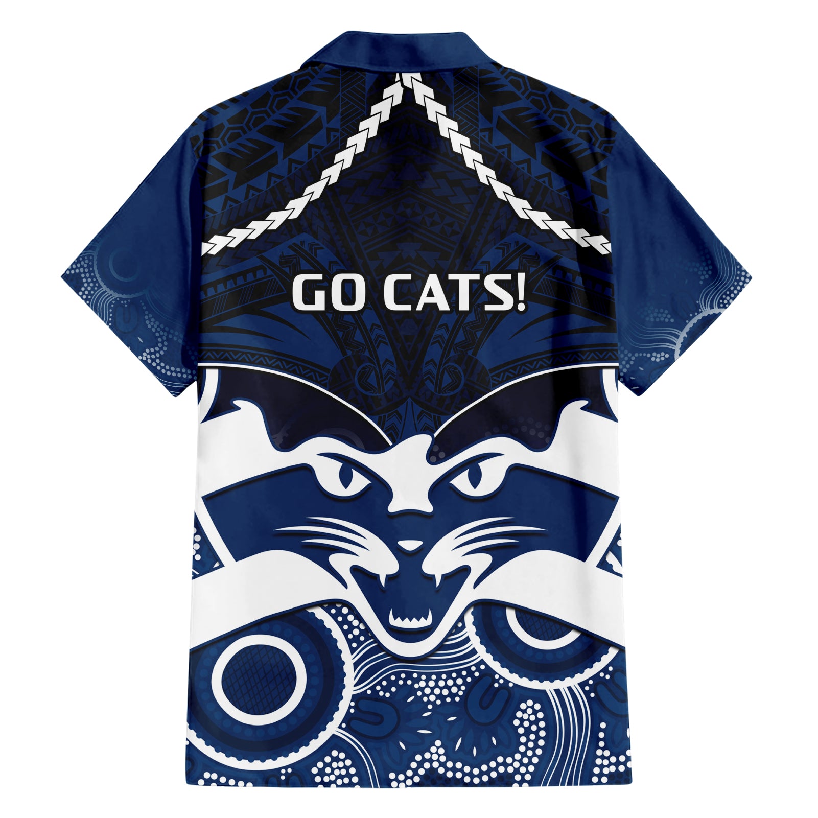 Geelong Football Hawaiian Shirt Go Cats Aboriginal Mix Polynesian Pattern - Vibe Hoodie Shop