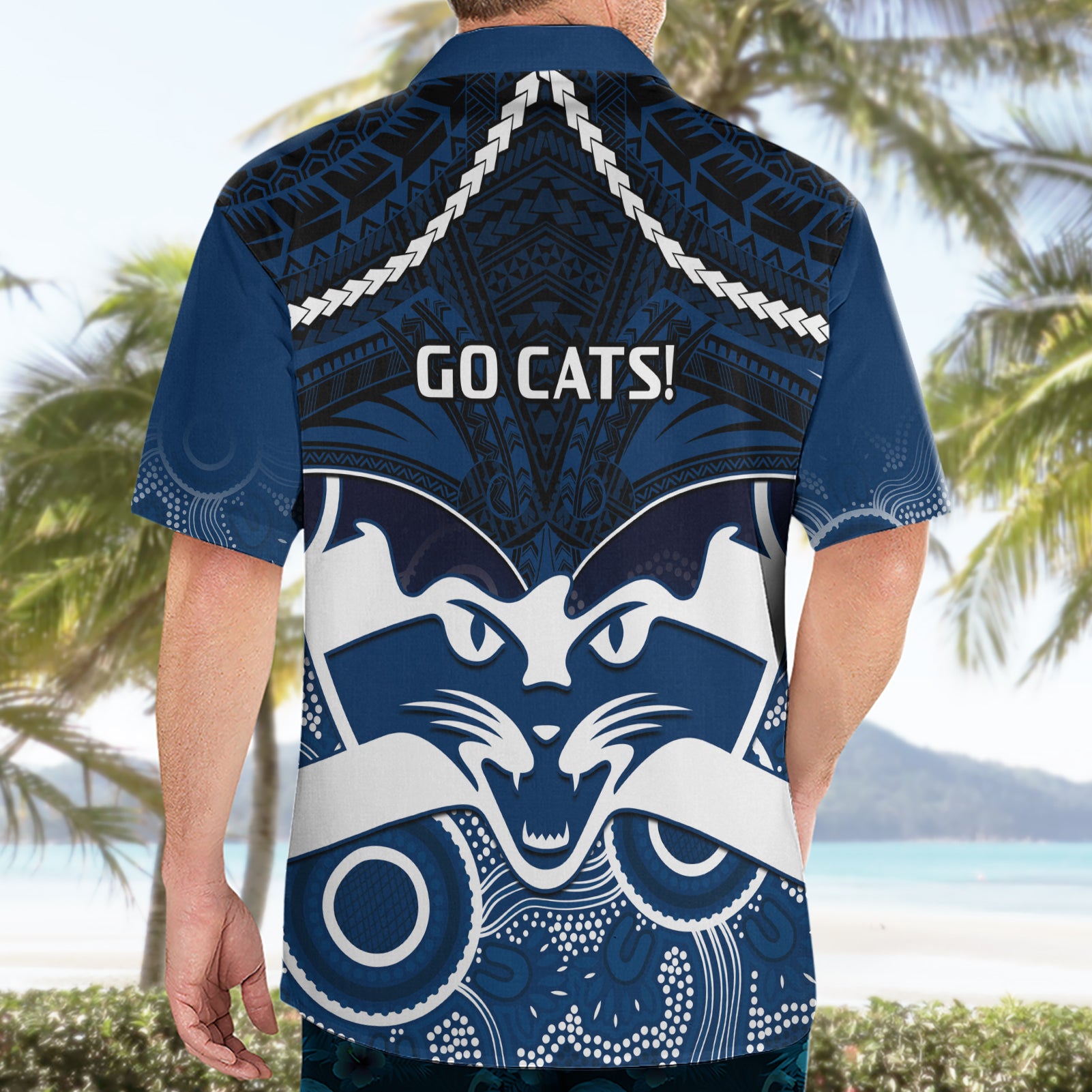 Geelong Football Hawaiian Shirt Go Cats Aboriginal Mix Polynesian Pattern - Vibe Hoodie Shop