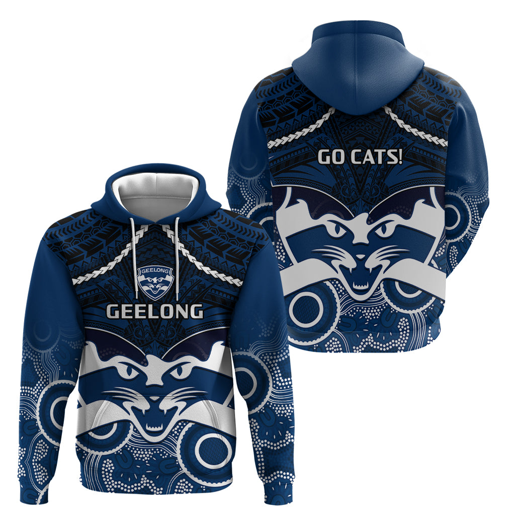 Geelong Football Hoodie Go Cats Aboriginal Mix Polynesian Pattern - Vibe Hoodie Shop