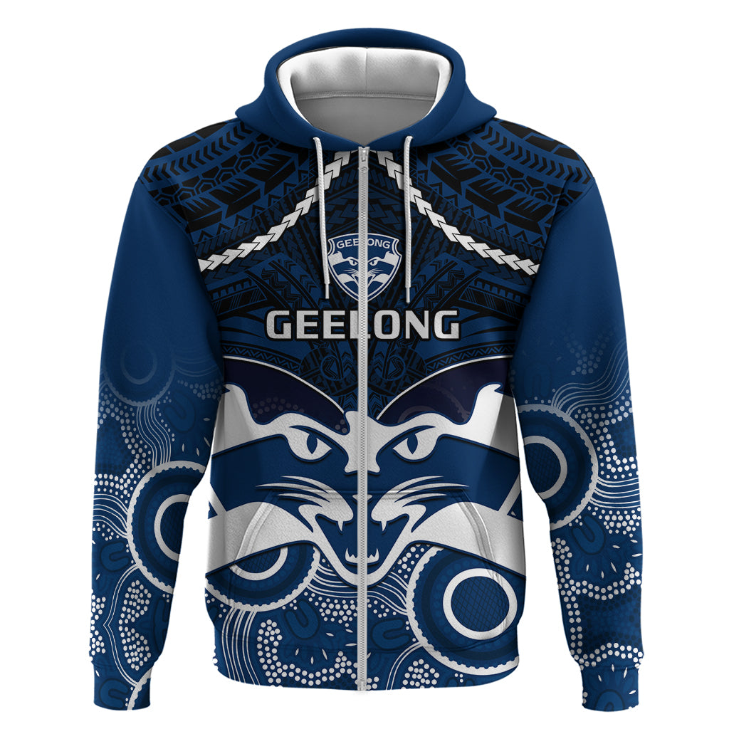 Geelong Football Hoodie Go Cats Aboriginal Mix Polynesian Pattern - Vibe Hoodie Shop
