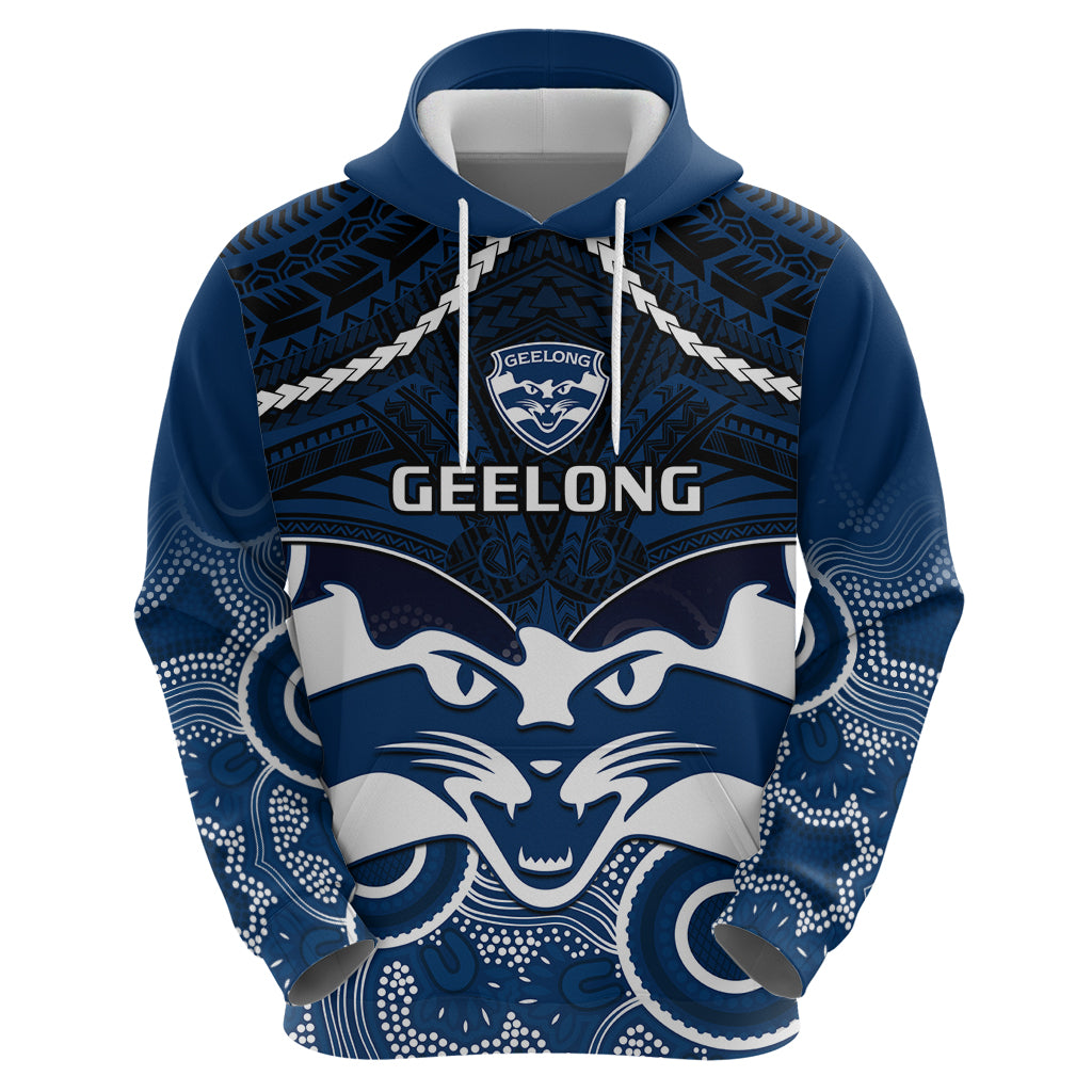 Geelong Football Hoodie Go Cats Aboriginal Mix Polynesian Pattern - Vibe Hoodie Shop
