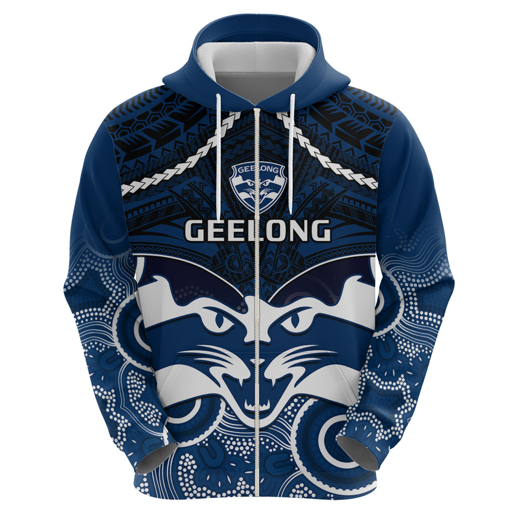Geelong Football Hoodie Go Cats Aboriginal Mix Polynesian Pattern - Vibe Hoodie Shop