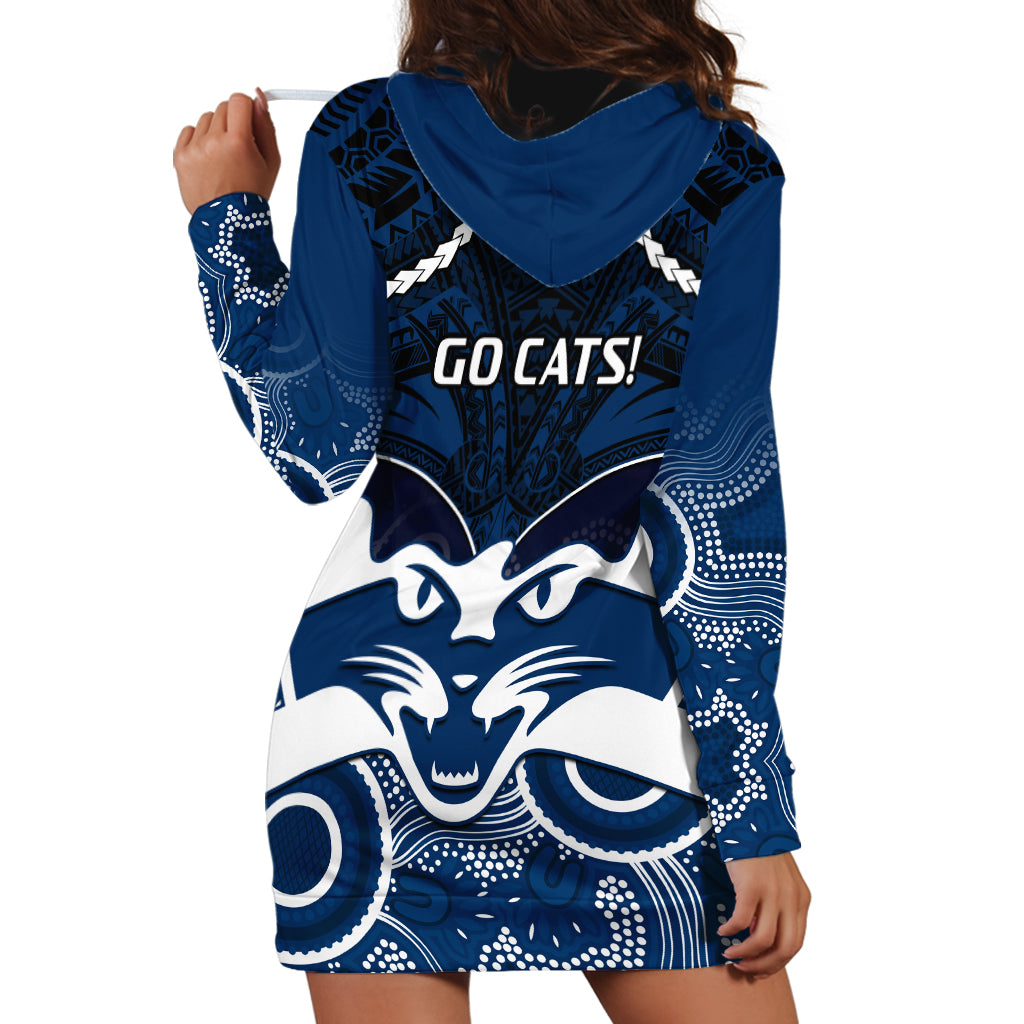 Geelong Football Hoodie Dress Go Cats Aboriginal Mix Polynesian Pattern - Vibe Hoodie Shop
