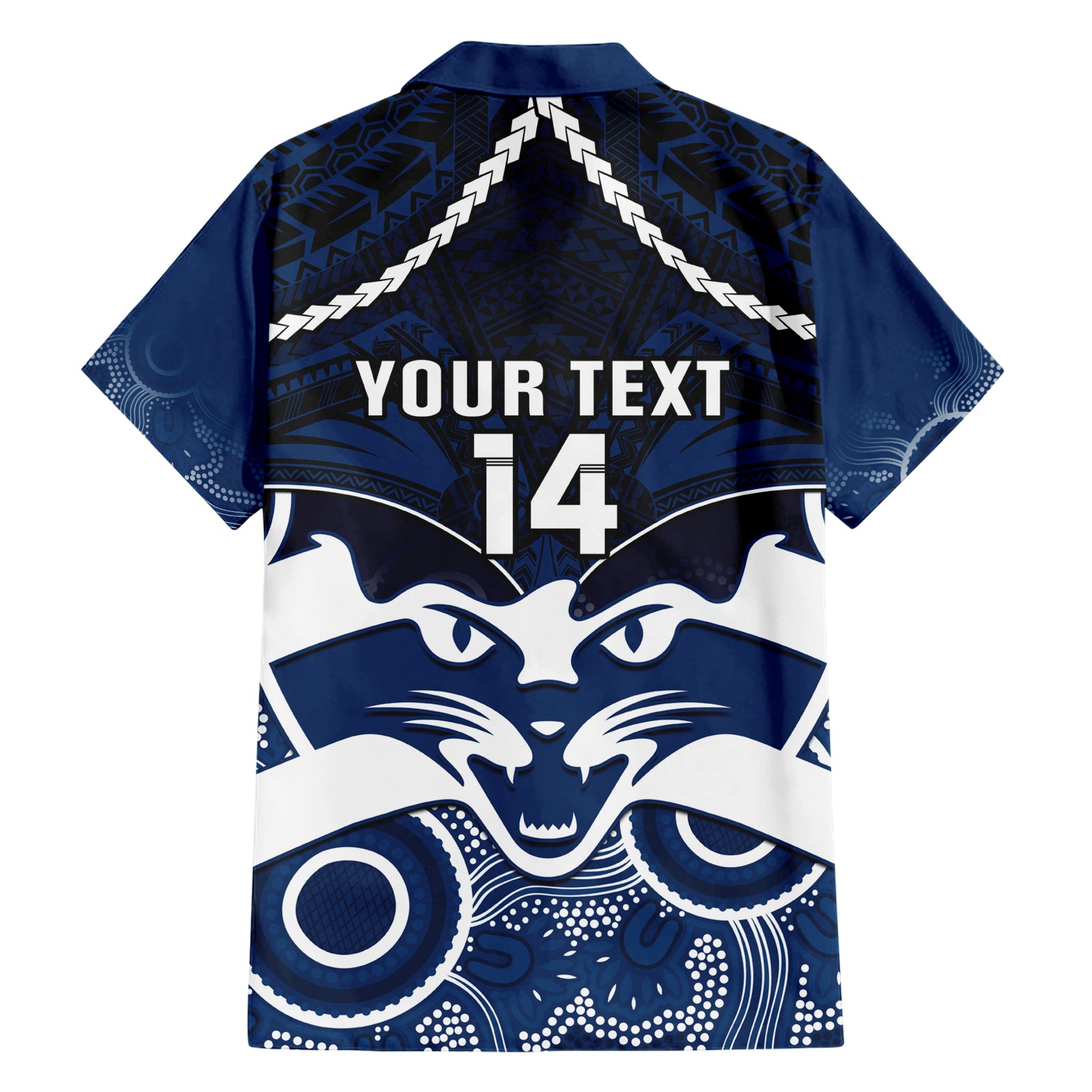 Personalised Geelong Football Hawaiian Shirt Go Cats Aboriginal Mix Polynesian Pattern - Vibe Hoodie Shop
