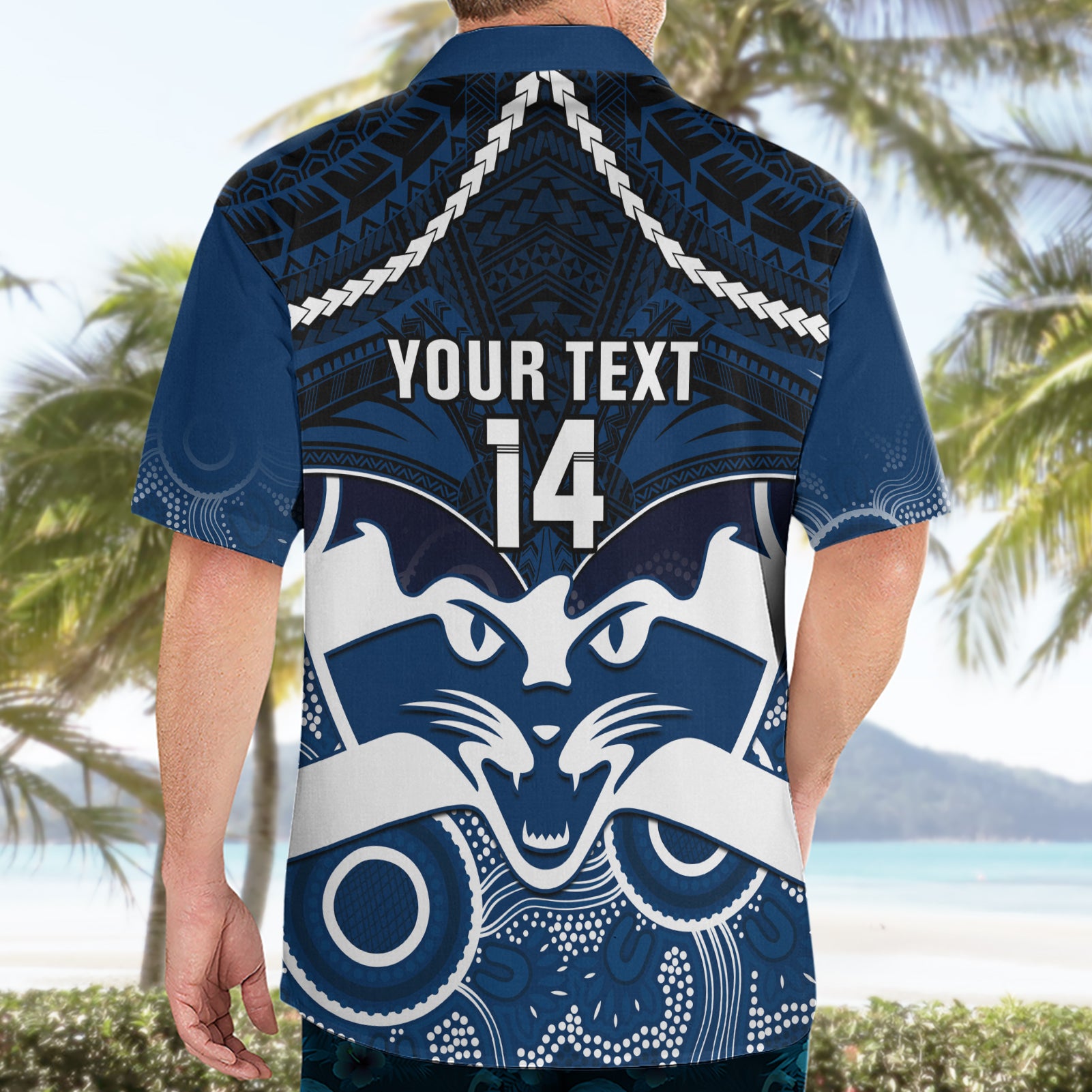 Personalised Geelong Football Hawaiian Shirt Go Cats Aboriginal Mix Polynesian Pattern - Vibe Hoodie Shop