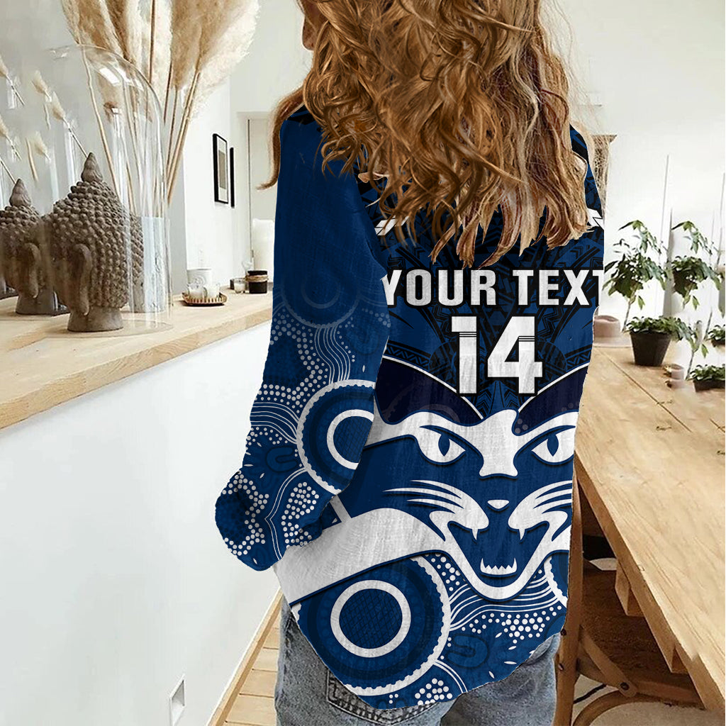 Personalised Geelong Football Women Casual Shirt Go Cats Aboriginal Mix Polynesian Pattern - Vibe Hoodie Shop