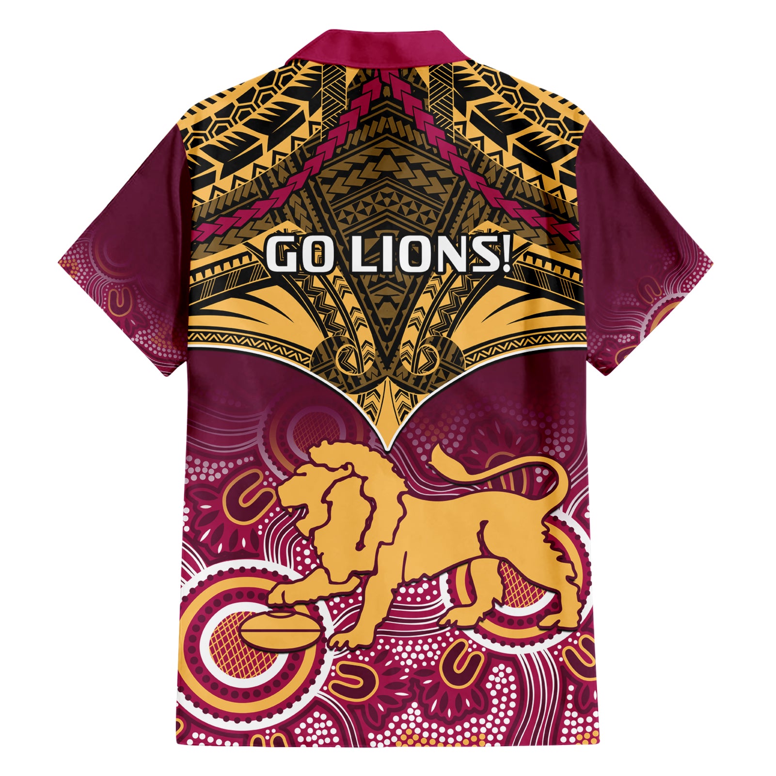 Brisbane Football Hawaiian Shirt Go Lions Aboriginal Mix Polynesian Pattern - Vibe Hoodie Shop