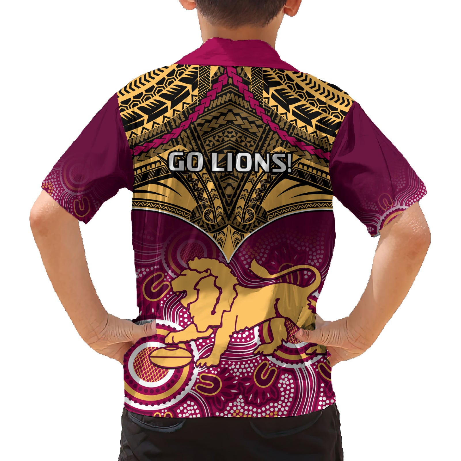 Brisbane Football Hawaiian Shirt Go Lions Aboriginal Mix Polynesian Pattern - Vibe Hoodie Shop