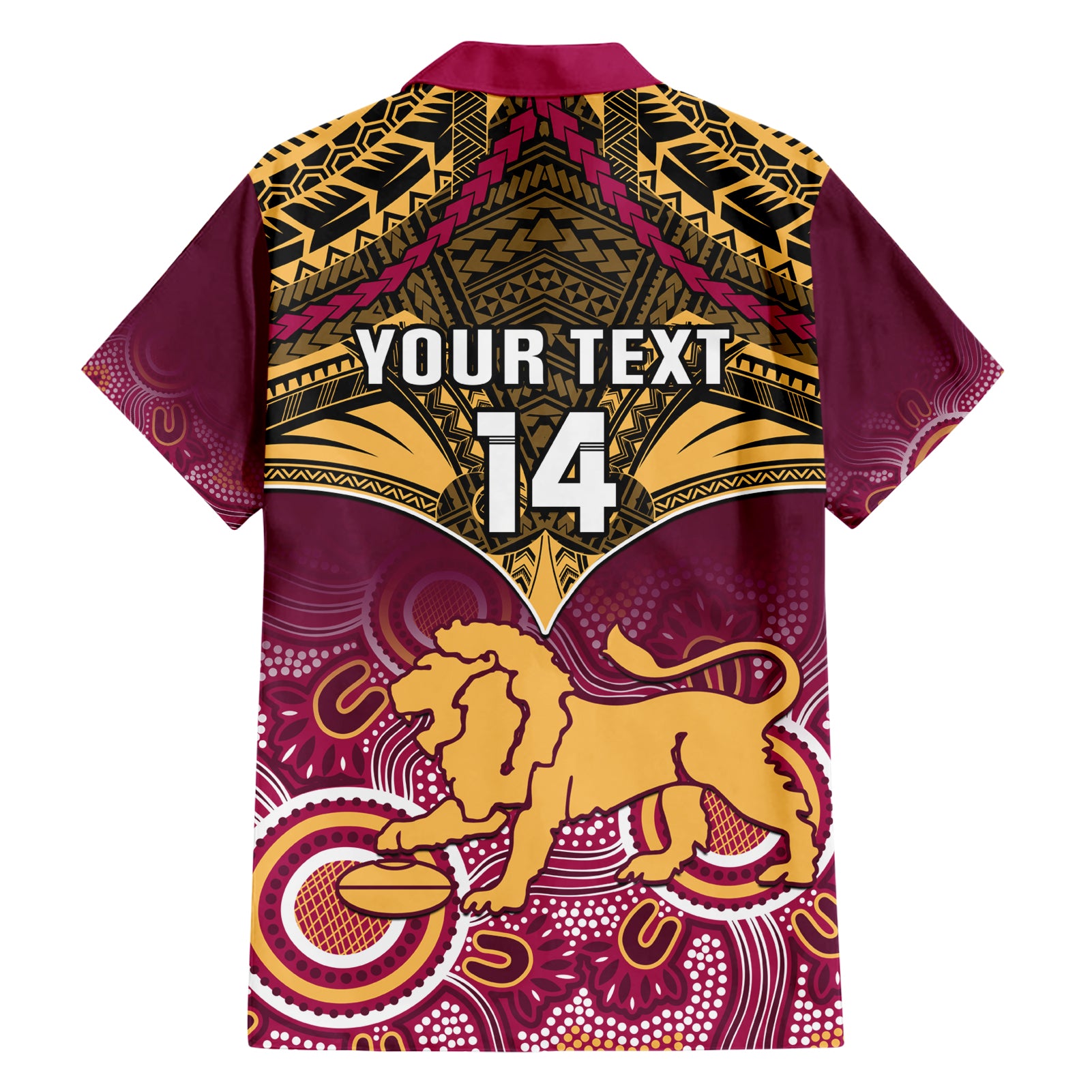Personalised Brisbane Football Hawaiian Shirt Go Lions Aboriginal Mix Polynesian Pattern - Vibe Hoodie Shop