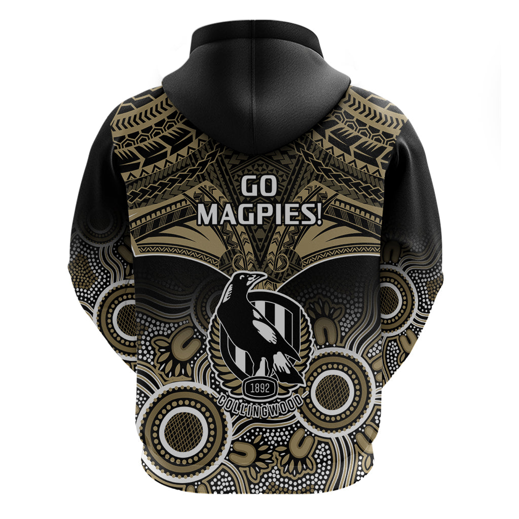 Collingwood Football Hoodie Go Magpies Aboriginal Mix Polynesian Pattern - Vibe Hoodie Shop