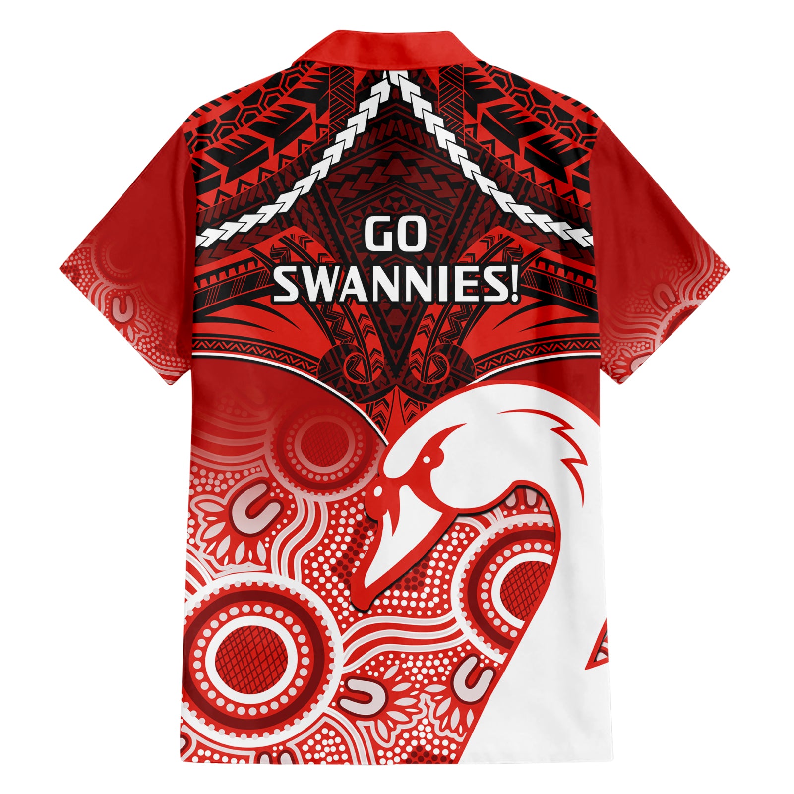 Sydney Swans Football Hawaiian Shirt Go Swannies Aboriginal Mix Polynesian Pattern - Vibe Hoodie Shop