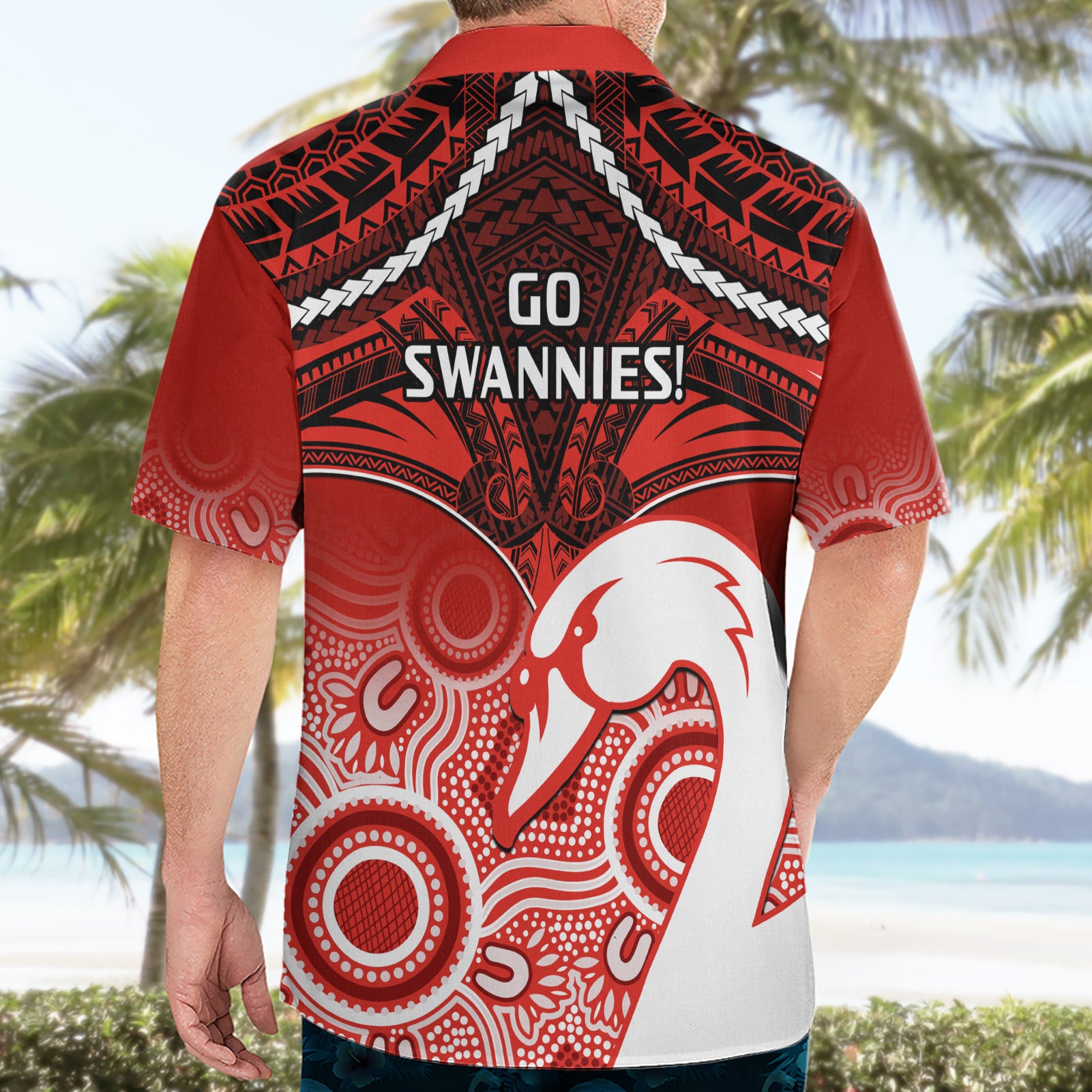 Sydney Swans Football Hawaiian Shirt Go Swannies Aboriginal Mix Polynesian Pattern - Vibe Hoodie Shop