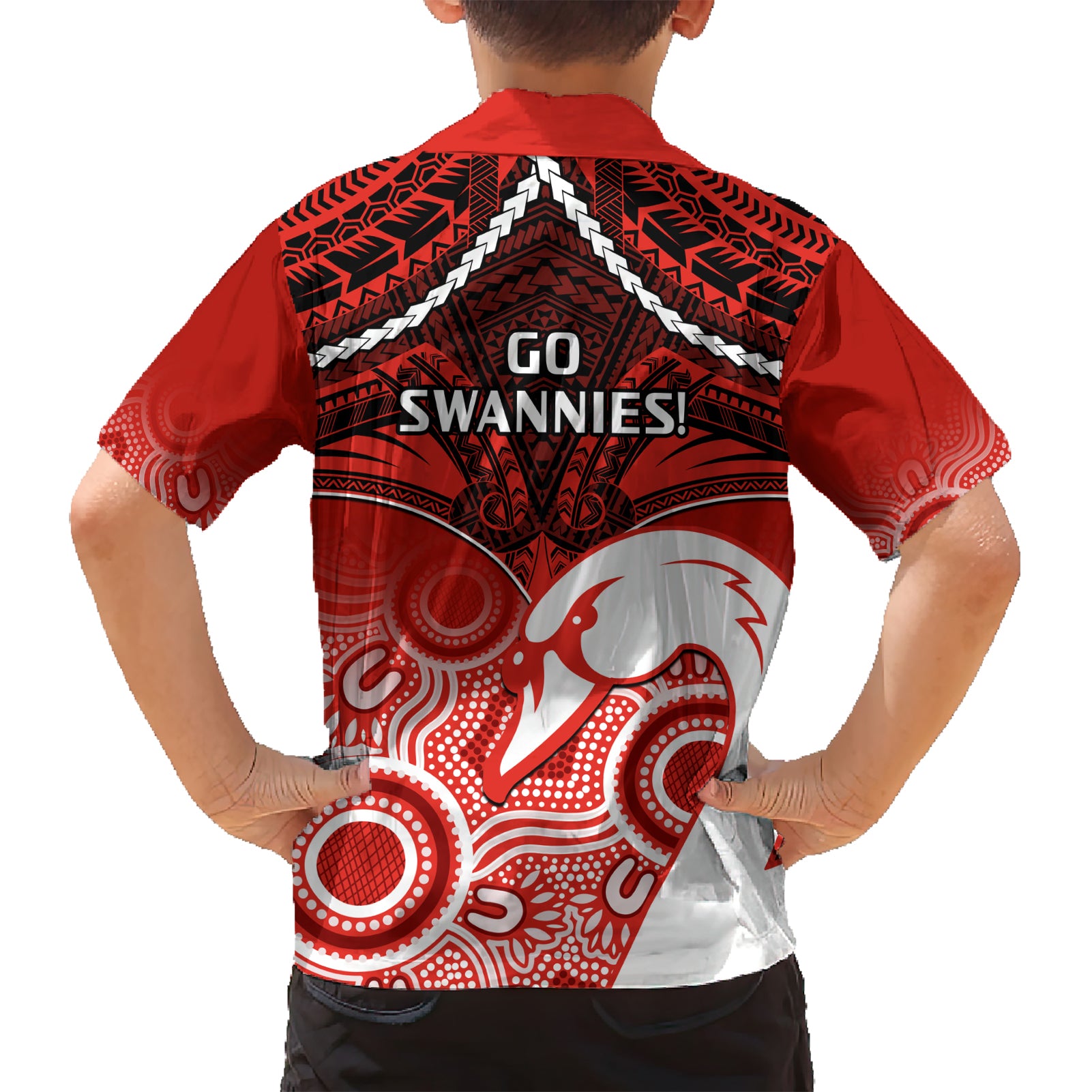 Sydney Swans Football Hawaiian Shirt Go Swannies Aboriginal Mix Polynesian Pattern - Vibe Hoodie Shop