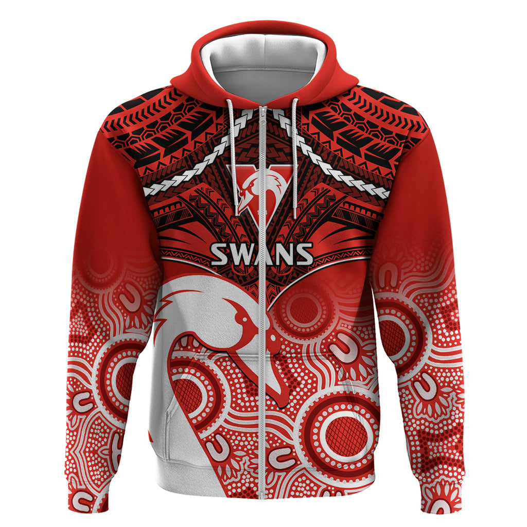 Sydney Swans Football Hoodie Go Swannies Aboriginal Mix Polynesian Pattern - Vibe Hoodie Shop