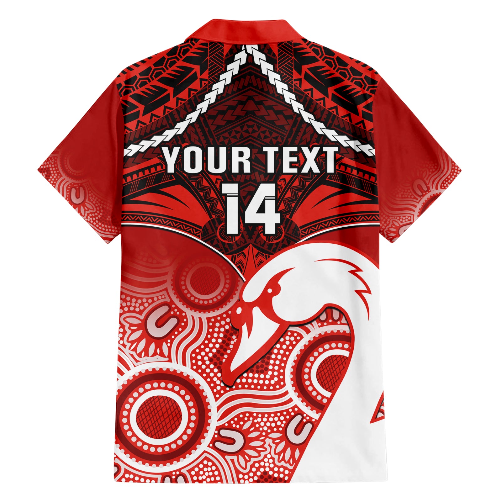Personalised Sydney Swans Football Hawaiian Shirt Go Swannies Aboriginal Mix Polynesian Pattern - Vibe Hoodie Shop