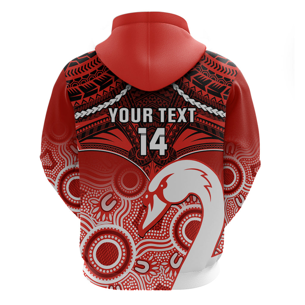 Personalised Sydney Swans Football Hoodie Go Swannies Aboriginal Mix Polynesian Pattern - Vibe Hoodie Shop
