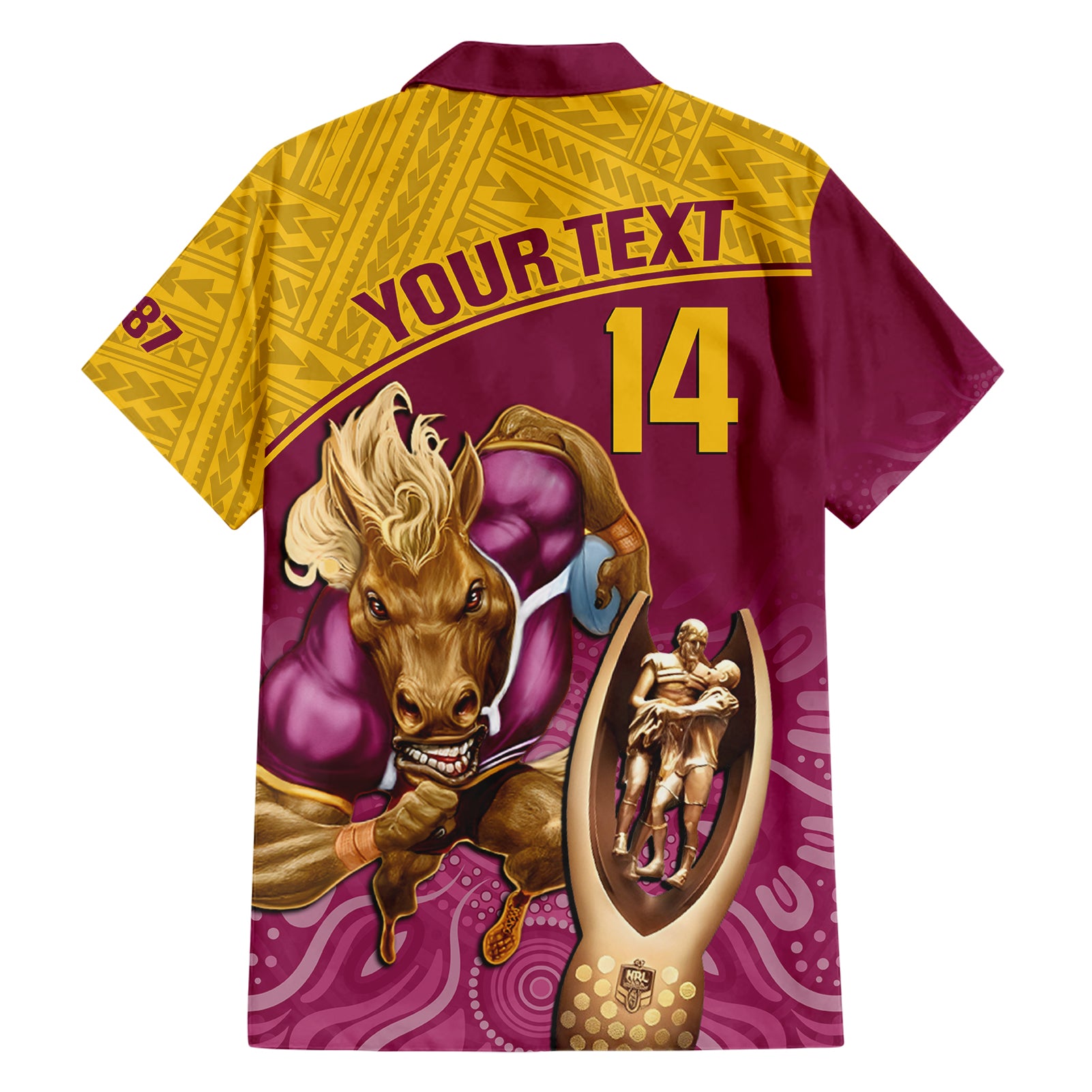Custom Brisbane Broncos Rugby Hawaiian Shirt Go Champions 2023 Mascot With Polynesian Indigenous Art - Vibe Hoodie Shop