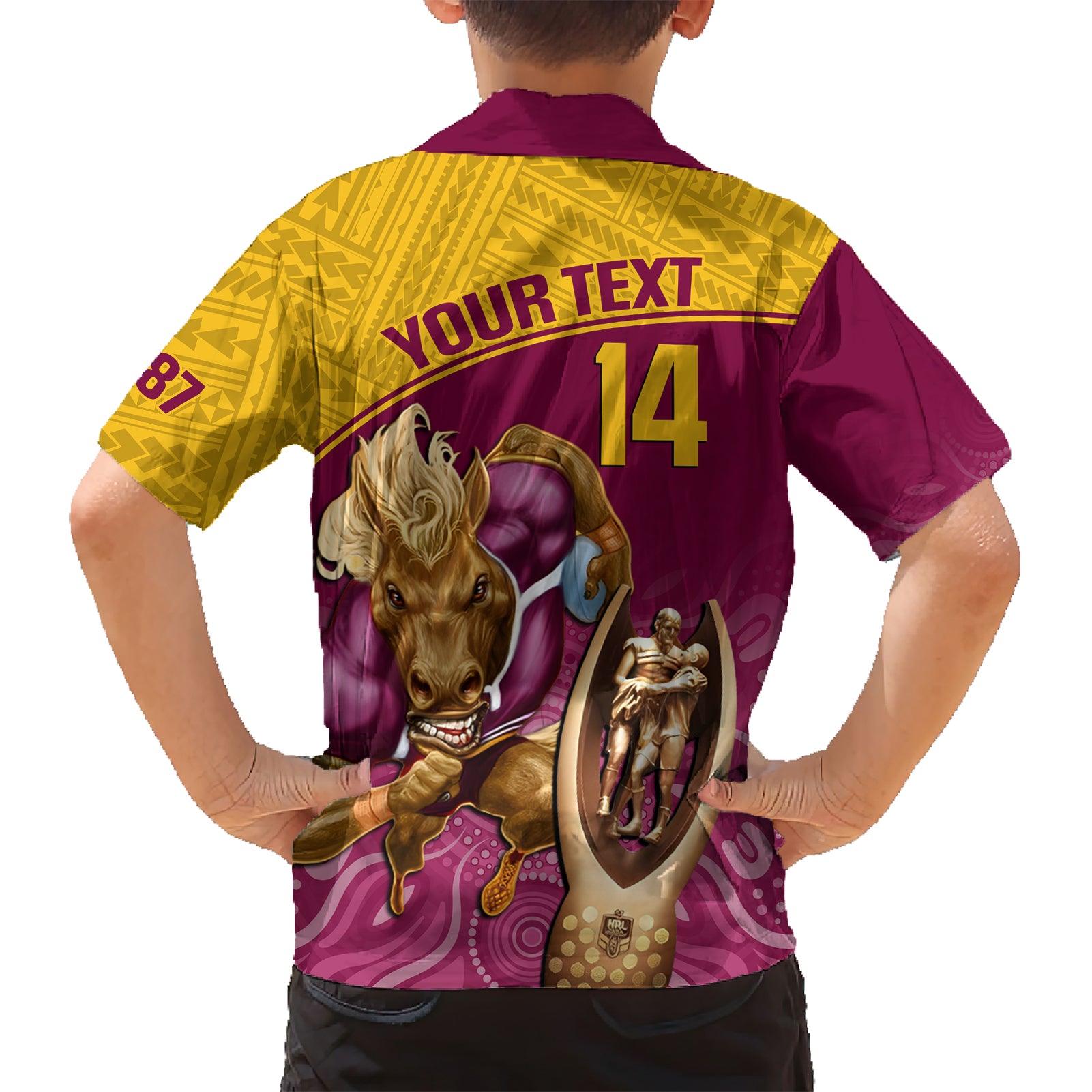 Custom Brisbane Broncos Rugby Hawaiian Shirt Go Champions 2023 Mascot With Polynesian Indigenous Art - Vibe Hoodie Shop