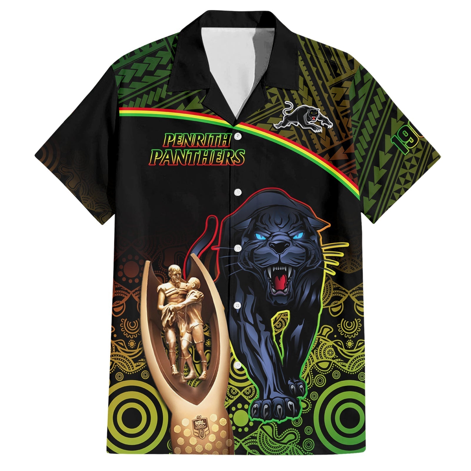 Panthers Rugby Hawaiian Shirt Go Premiers Back To Back Polynesian Indigenous Art - Vibe Hoodie Shop