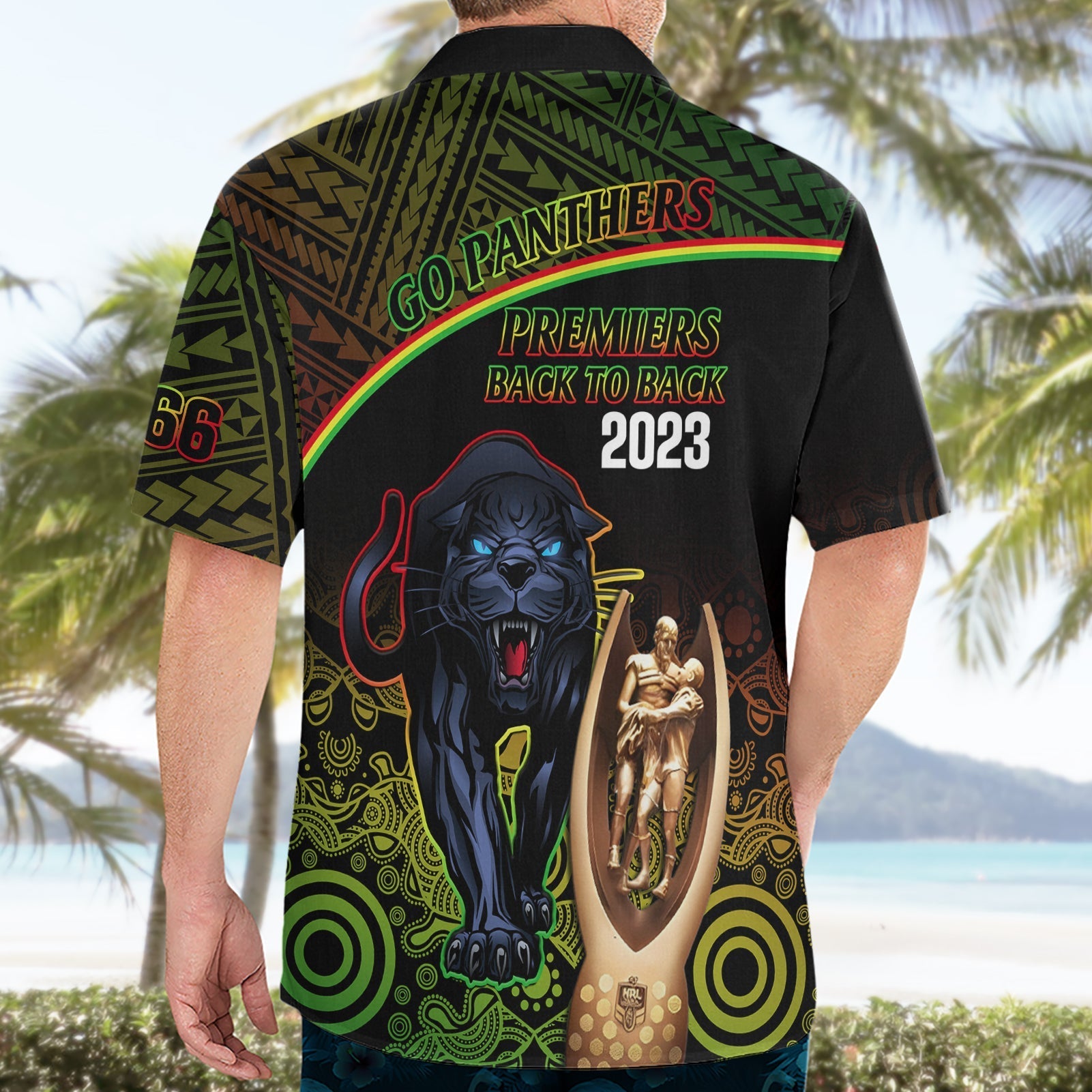 Panthers Rugby Hawaiian Shirt Go Premiers Back To Back Polynesian Indigenous Art - Vibe Hoodie Shop